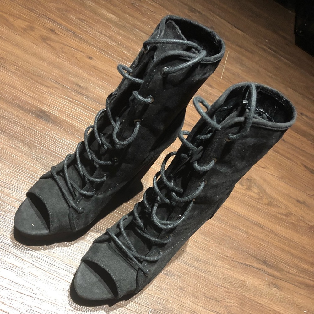 Black suede booties